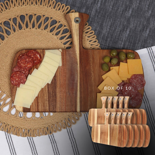 Acacia cutting board with handle: Box of 10