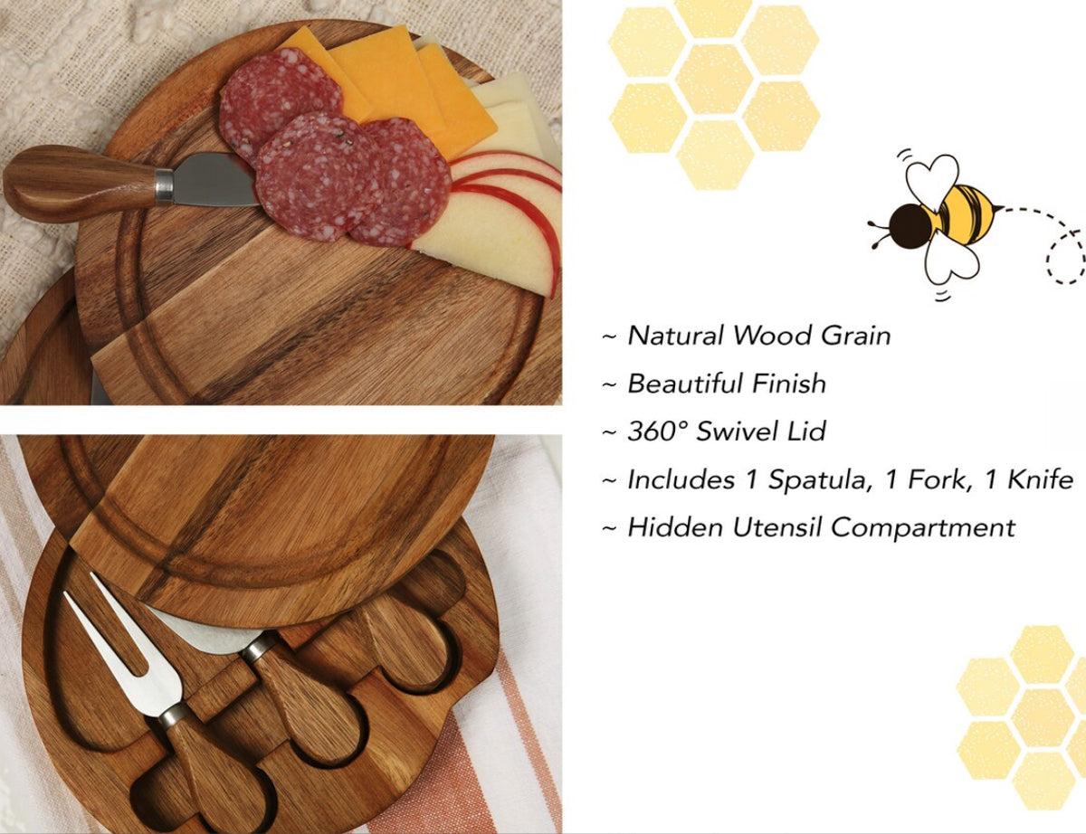 Acacia Round Cheese Board: Box of 10